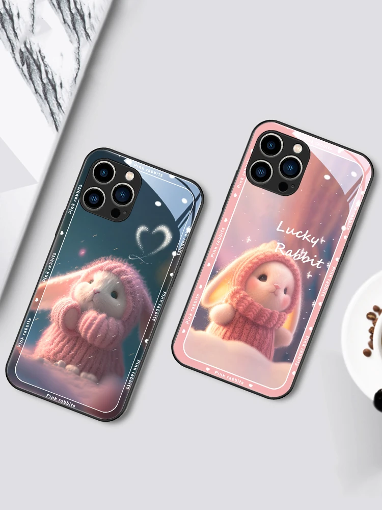 Kawaii Doll LED Light Glowing Luminous TPU Border Tempered Glass Phone Case for Xiaomi 11 12 13 Redmi K40 K50 K60 Pro Lite Ultra