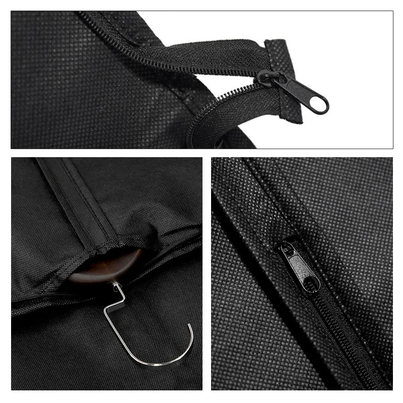 Black-Garment-Bags-Suit-Bag-for-Travel-Clothing-Storage-of-Dresses-Shirts-Fur-Coats-Jackets-Dance.jpg Fekete Ruházati Táskák Öltöny Táska Utazási Ruhák Tárolására Ingek Szőrme Kabát Dzsekik Tánc Jelmezek Függő Burkolatok - Image 4