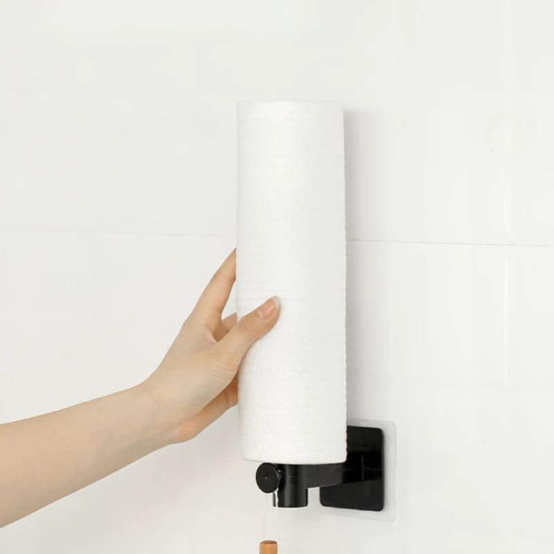 

Bathroom Retractable Paper Roll Holder Kitchen No-punch Refrigerator Plastic Wrap Organizer Lazy Rags Hanging Shelves Holder