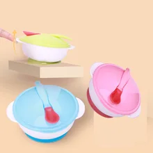 

Child Tableware Plate Temperature Sensing Feeding Spoon Tray Food Bowl Learning Dishes Service Suction Cup Baby Dinnerware Set