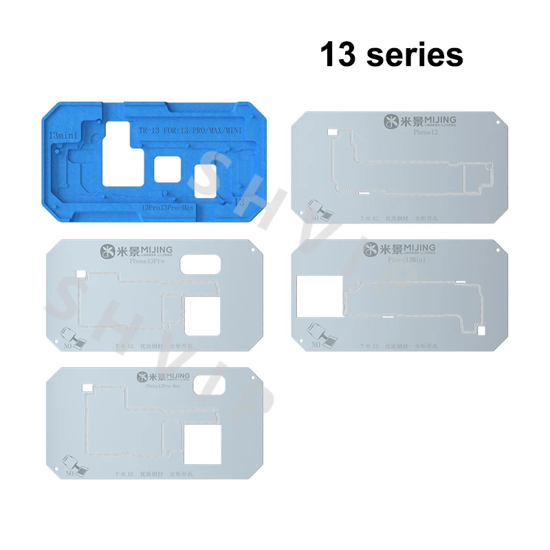 Šablóna umiestnená na reballing základnej dosky iPhone X