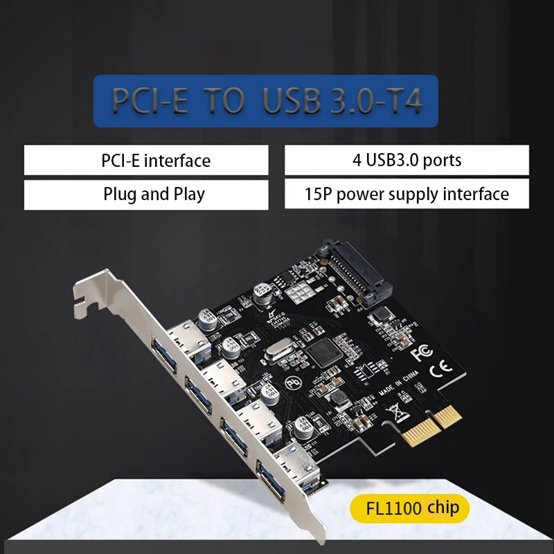

Computer accessorie Game PCI-E to usb3.0 expansion card Converter 15P power supply USB Adapter PCI-E to 4-port USB3.0 Riser Card