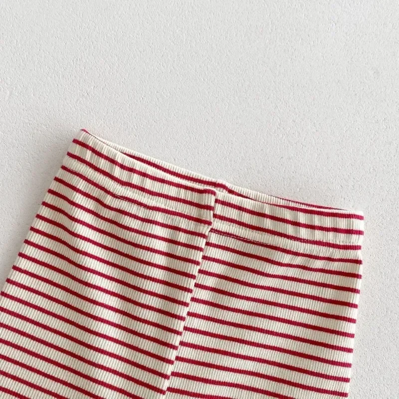 Baby Girls Shorts Ribbed Elastic Stripe Trousers Pants Fashion Kids Casual Infant Clothing Korean Toddler Skinny Short 0-6Y kids shorts kids trousers