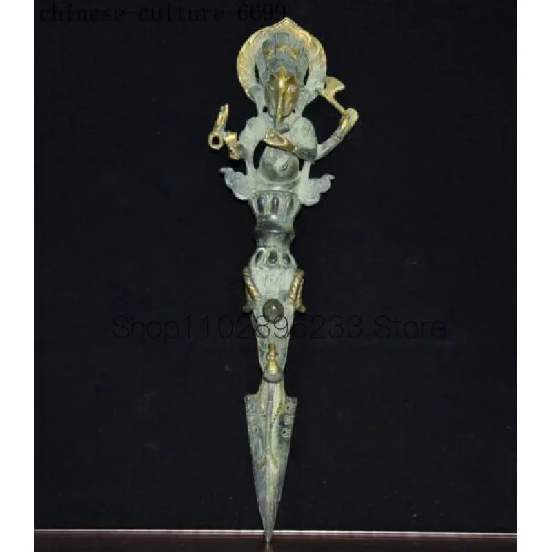 

Tibetan Bronze Gilded Elephant Jambhala Dorje Vajra Dorje Phurpa Dagger Charm