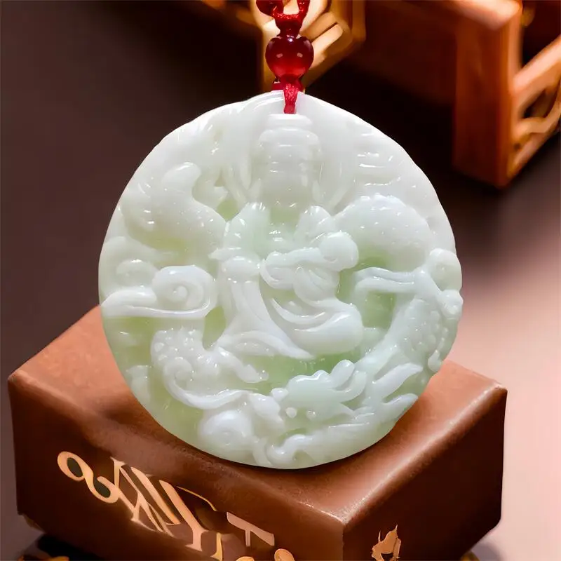 

Ожерелье с подвеской из натурального белого нефрита Гуаньинь, подарки для женщин и мужчин, аксессуары из камня, резные ювелирные изделия, модный подарок, дизайнерский