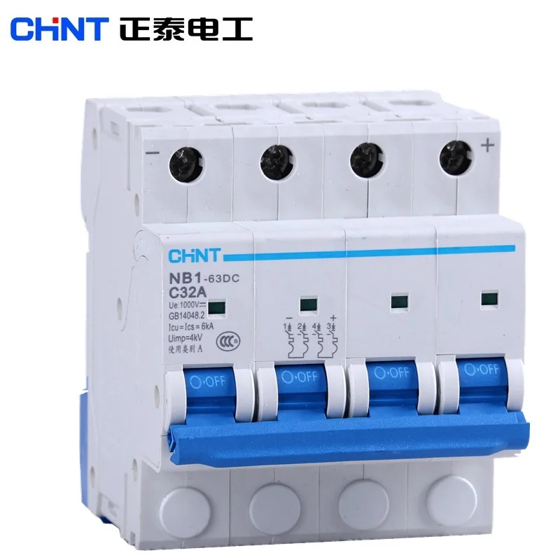 CHINT 태양광 DC 회로 차단기 NB1-63DC, 1P, 2P, 4P, DC250V, DC500V, DC1000V, 에너지 광발전 미니 MCB, 10A, 16A, 20A, 32A, 40A, 50A, 63A
