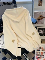 Jielur New Embroidered Hooded Korean Sweatshirt Women's Cardigan Autumn Thin Coat Female Zipper Apricot Hoodies Streetwear M-XL - Image 2