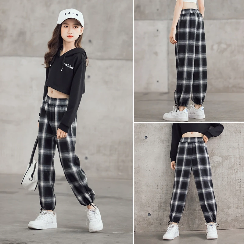 Pantalones de estilo coreano para niñas, ropa a cuadros para adolescentes,  a la moda, para primavera y otoño, 9, 10, 11, 13, 14 y 15 años| | -  AliExpress