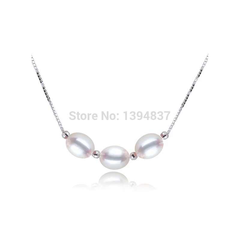 Real Natural Freshwater Pearl Necklace Women,Wedding Cute 925 Silver Pendant Necklace Daught Birhtday Gift 6