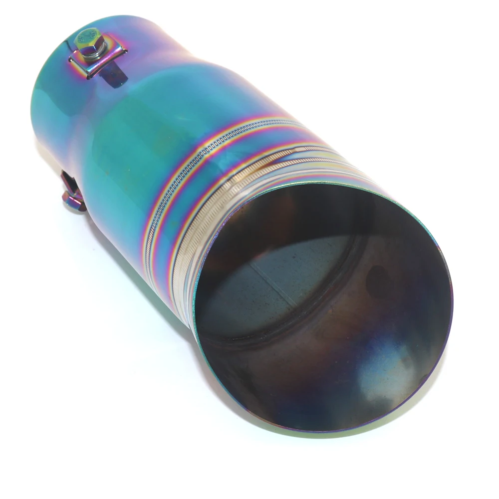Universal 68mm Car Exhaust Muffler Pipe Stainless Steel Chrome Brunt Blue Auto Car Tail Throat Trim Rear Accessories exhaust pipe tip tail pipe muffler