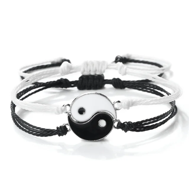 Bracelet tressé Dragon Tai Chi Gossip pour femmes et hommes, meilleurs amis, réglable, Yin Yang, bijoux de Couple à la mode, 2 pièces/ensemble