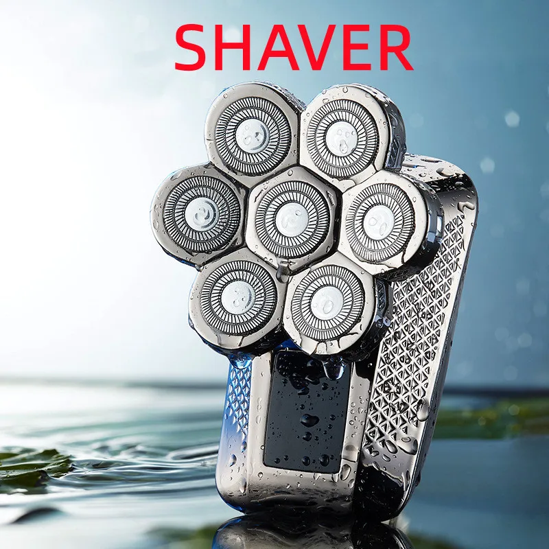 7-blade Grooming kit electric shaver for men hair trimmer beard electric razor wet dry facial body bald head shaving machine