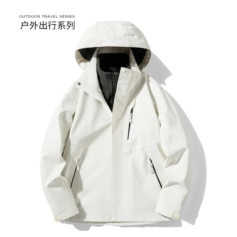 New Detachable Outdoor Jacket Three-in-one Punching Jacket Two-piece Male Waterproof Fall and Winter Fashion Couple Coat Women