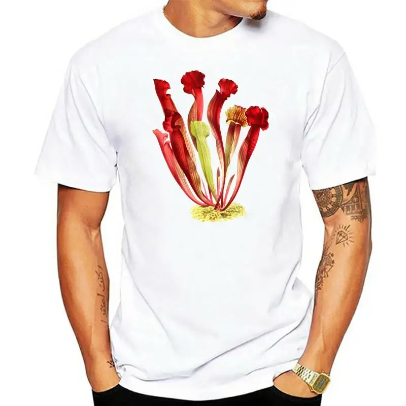 Sarracenia-Camiseta de plantas carnívoras para hombre, camisa de manga corta, Tops de verano, 100% algodón, estampado