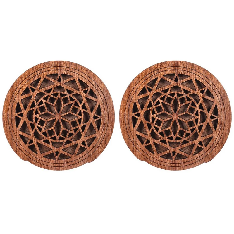 

2X Guitar Wooden Soundhole Sound Hole Cover Block Feedback Buffer Mahogany Wood For EQ Acoustic Folk Guitars,Style 1