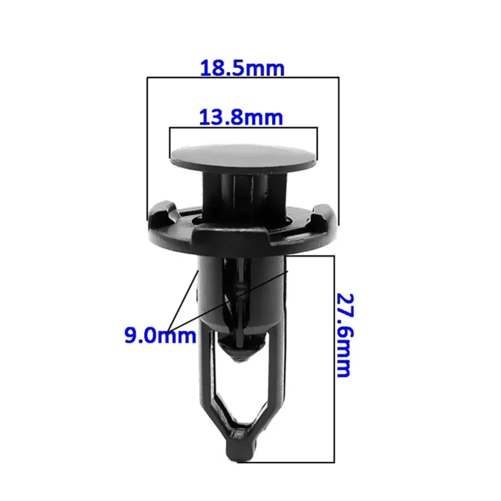 Car Bumper Rear Cover Push-type Clamp 9mm 100 pcs Black Plastic Fixed Clip For Toyota 52161-16010 52161-02030 Auto Door Clips