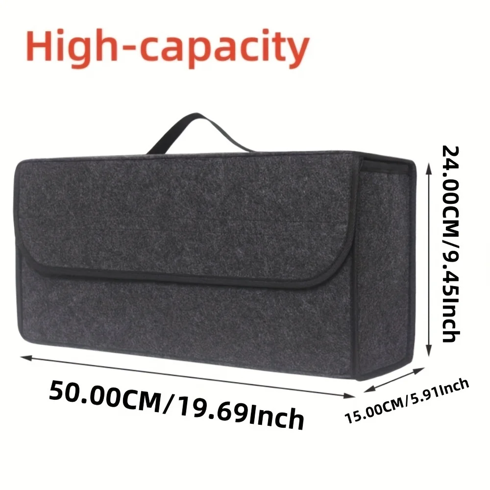 Car Trunk Organizer Large Anti Slip Compartment Boot Storage Soft Felt Box Accessories