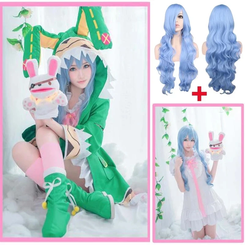 

Anime Date Live Yoshino Cosplay Costumes W Green Hooded Women Girls Coat Halloween Costumes with Socks