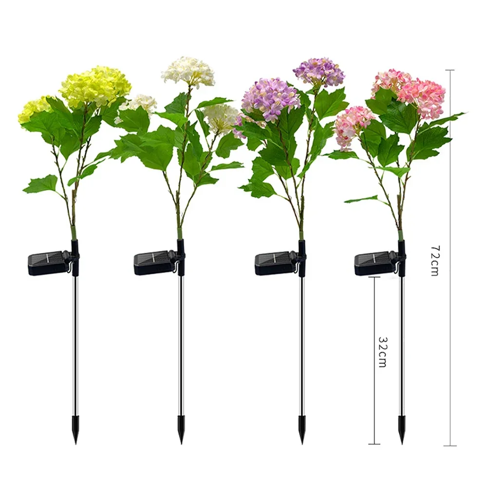 Palo Solare Decorativo Con Fiori Di Ortensia Illuminati Da 26 LED – Luce Da Giardino In Metallo Con Picchetto, Colori Rosa/viola/blu, Impermeabile