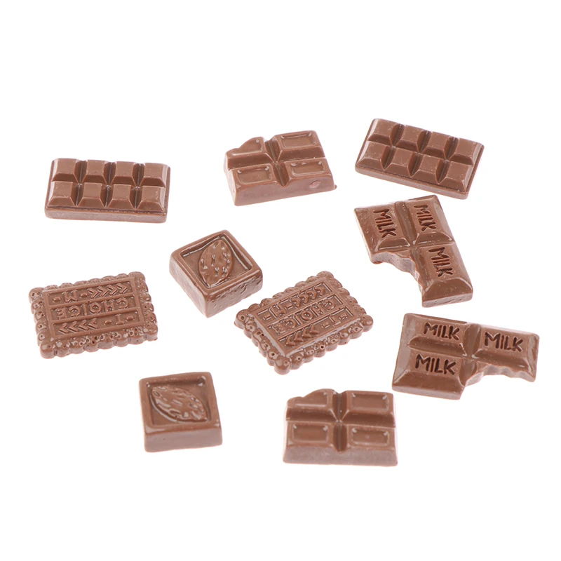 10Pcs/lot 1:12 Dollhouse Miniature Food Mini Chocolate Candy Snacks Modle Pretend Play Food  Doll House Kitchen Toy Accessories