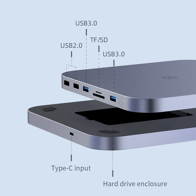 Hagibis-hub Usb tipo c com Caixa de Disco Rígido Docking Station para Mac Mini 2.5 Sata Nvme M.2 Ssd Case dp Usb 3.0 m1 m2 - Imagem 6