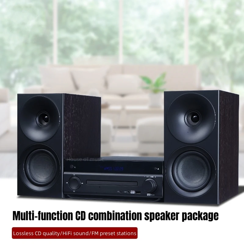 

Мощная деревянная комбинированная Колонка 60 Вт, CD-плеер, Hi-Fi, устройство высокого качества, беспроводной Bluetooth, DVD, Домашний Настольный звук