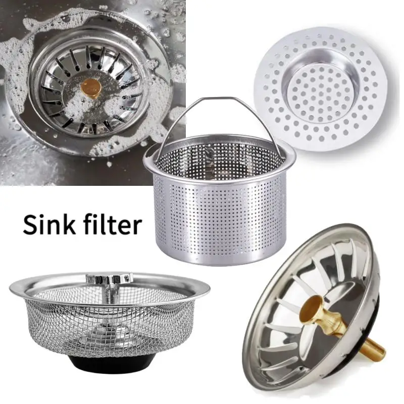 Kitchen sink sewer strainer basin drain stopper stainless steel sink waste plug filter anti-clog floor drain kitchen accessories