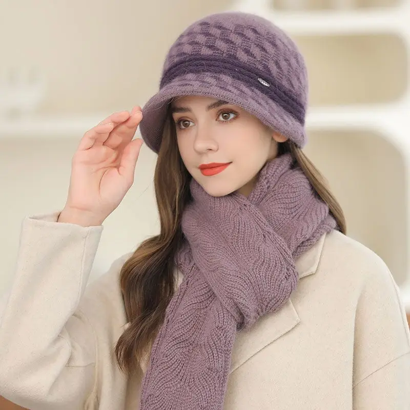 

Hat Women's New Autumn and Winter Cashmere Thick Knit Hat Middle-aged and Elderly All Match Face Small Cold Warm Woolen Hat