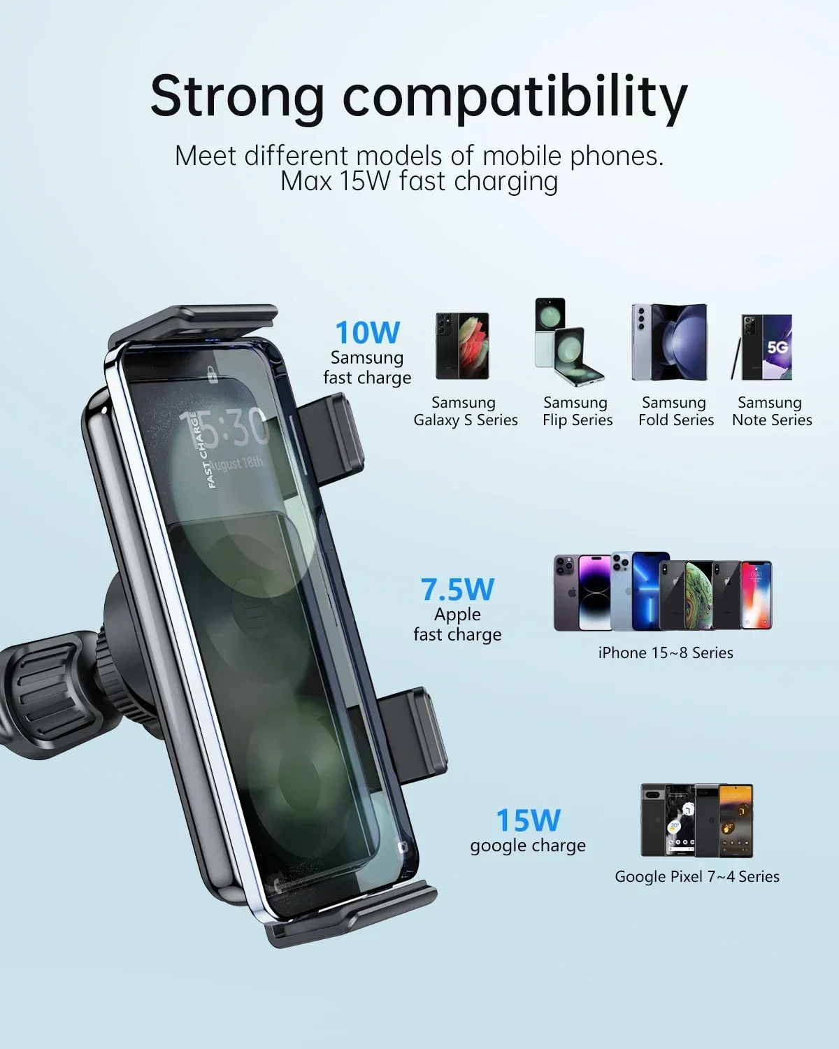 cargador inalambrico para carro con doble bobina con pantalla plegable, soporte de teléfono de carga rápida para Samsung Galaxy Z Fold 6 5 4 S24 Flip » cargador inalambrico para carro con doble bobina con pantalla plegable