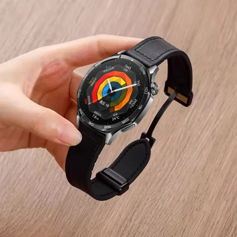 Dual-Material Magnetic Buckle Strap - Silicone & Leather Combination, Replaceable Wristband