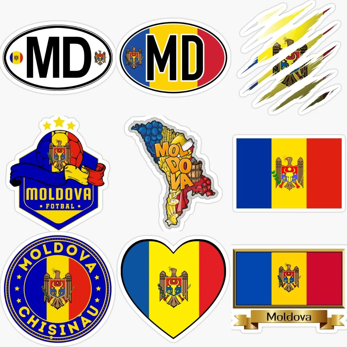 

Moldova MD Map Flag National Emblem Creative Sticker for Covered Scratch Decorate Car Camper Window Truck Room Decal Accessories