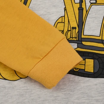 【Through 1615 flame】Little boy excavator pajamas set, long sleeved pants, suitable for 2-9 years old boys family wear 4