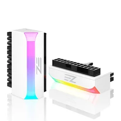 Angled ARGB Motherboard Power Adapter with Modular DIY Mounting (White ARGB)