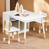 SoBuy KMB113-W table pour enfants avec 2 chaises groupe de sièges pour enfants avec table de jeu de rangement table d'activité multifonctionnelle pour enfants 4