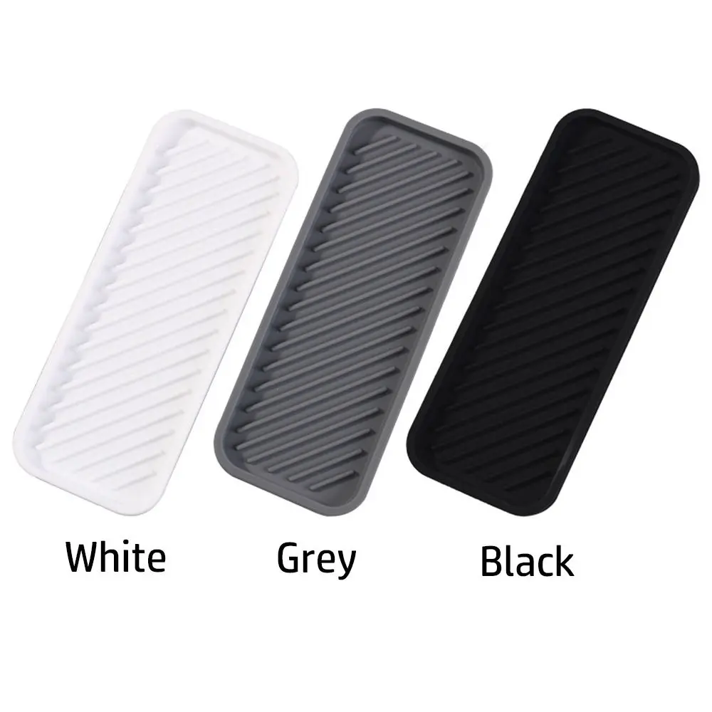 Kitchen Sink Silicone Tray Soap Dish Holder With Built-in Drain Lip Draining Countertop Sink Scrubber soap holder soap dish rack shower soap tray