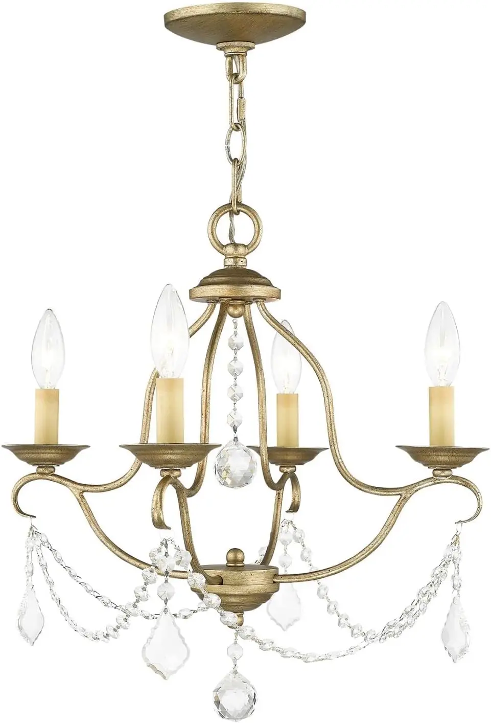 

Livex Lighting Chesterfield 4 Light Mini Chandelier, Hand Painted Antique Silver Leaf suspension luminaire