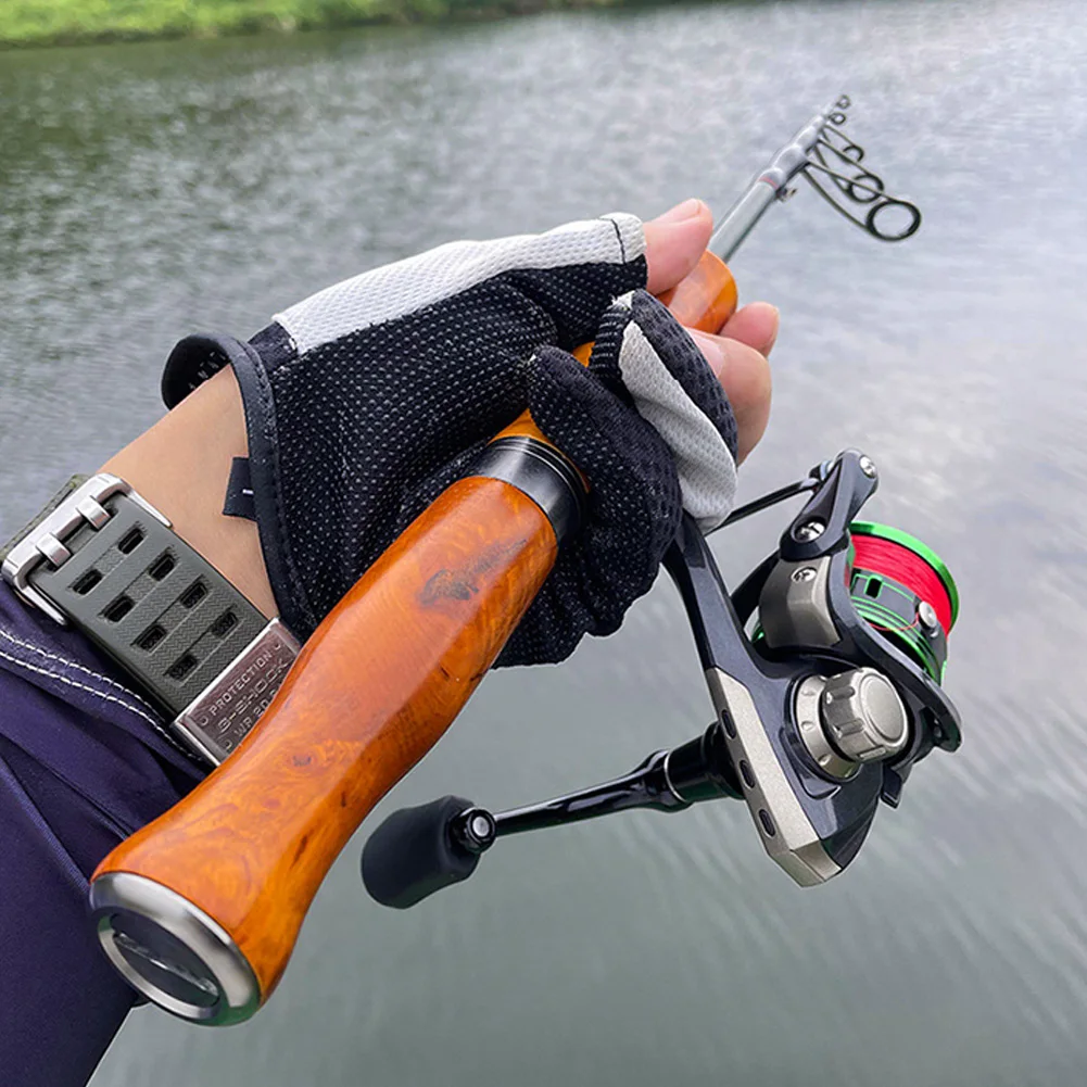 1.5M Spinning Fishing Rod Solid Wood Portable Telescopic Fishing