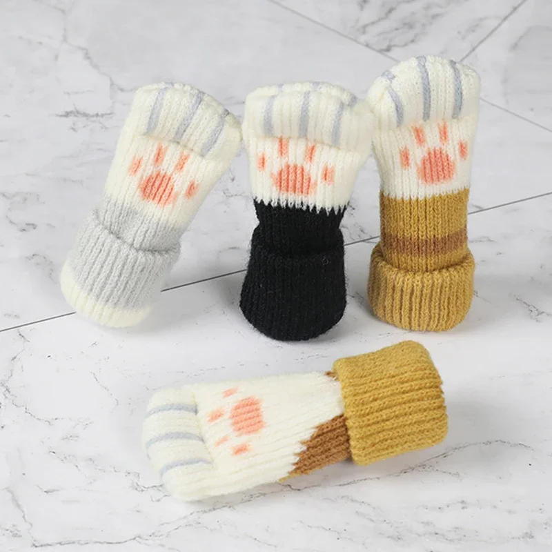 4/16Pcs Table And Chair Foot Pad Knitted Elastic Cat Paw Knit