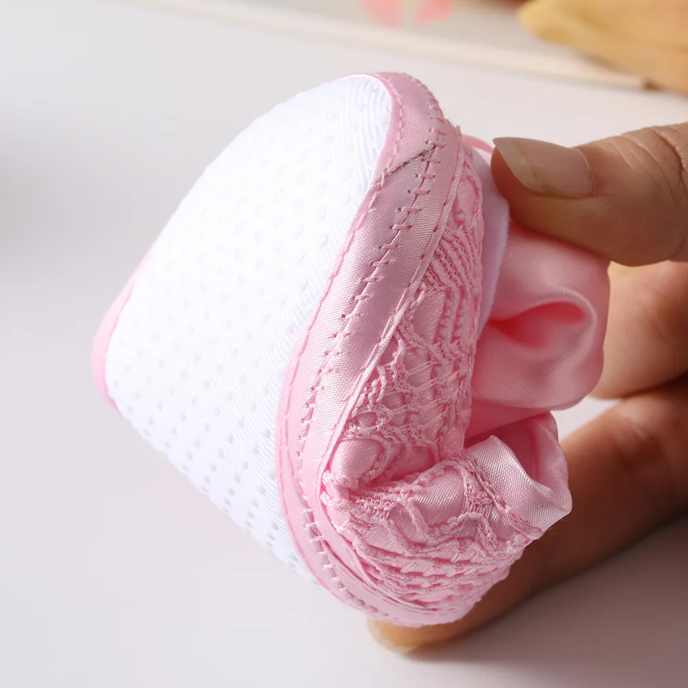 Newborn Baby Shoes Baptism White Bowknot Baby Girl Lace Shoes Headband Set Toddler Prewalker Cute Soft for 0-18M Kids