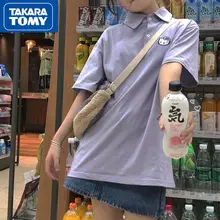 

Takara Tomy Student Girls Summer Hello Kitty Embroidery Cotton Loose Short-sleeved Girlfriends Dress Led Comfortable T-shirt