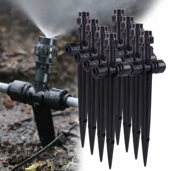 1/4" Misting Nozzles with Stake Adjustable Atomizer Sprayers 4/6mm Quick Push Slip Lock Outdoor Irrigation Watering Sprinklers 1