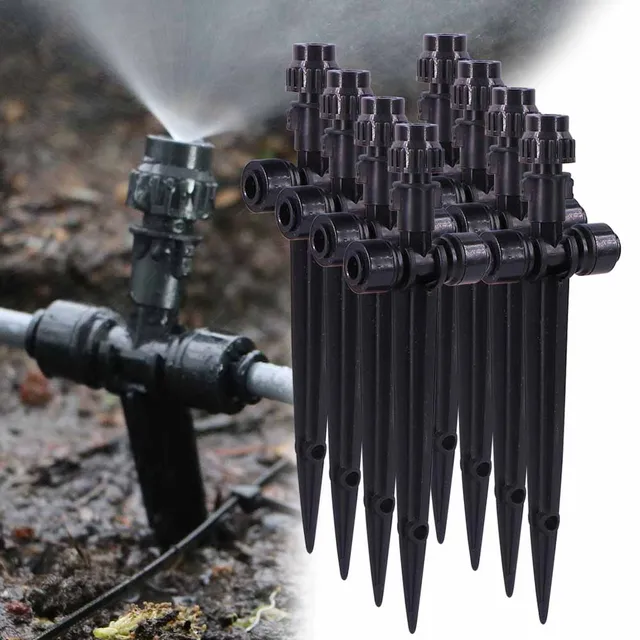 1/4" Misting Nozzles with Stake Adjustable Atomizer Sprayers 4/6mm Quick Push Slip Lock Outdoor Irrigation Watering Sprinklers 1