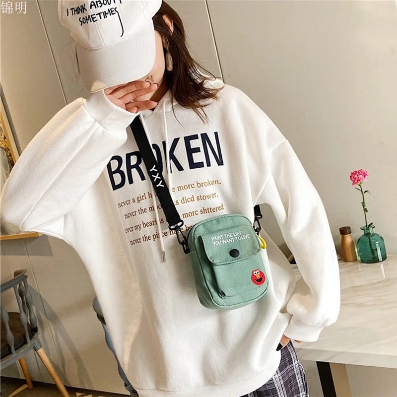 Fashion women single shoulder bag casual canvas handbag outdoor girl student phone messenger bag zipper crossbody purse canvas bag women handbags crossbody bags