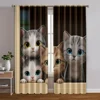 2pcs, Curtain Cute cat owner Versatile Polyester Fabric,Without Electricity Spring Party & Holiday Decor Perfect for translucent 1