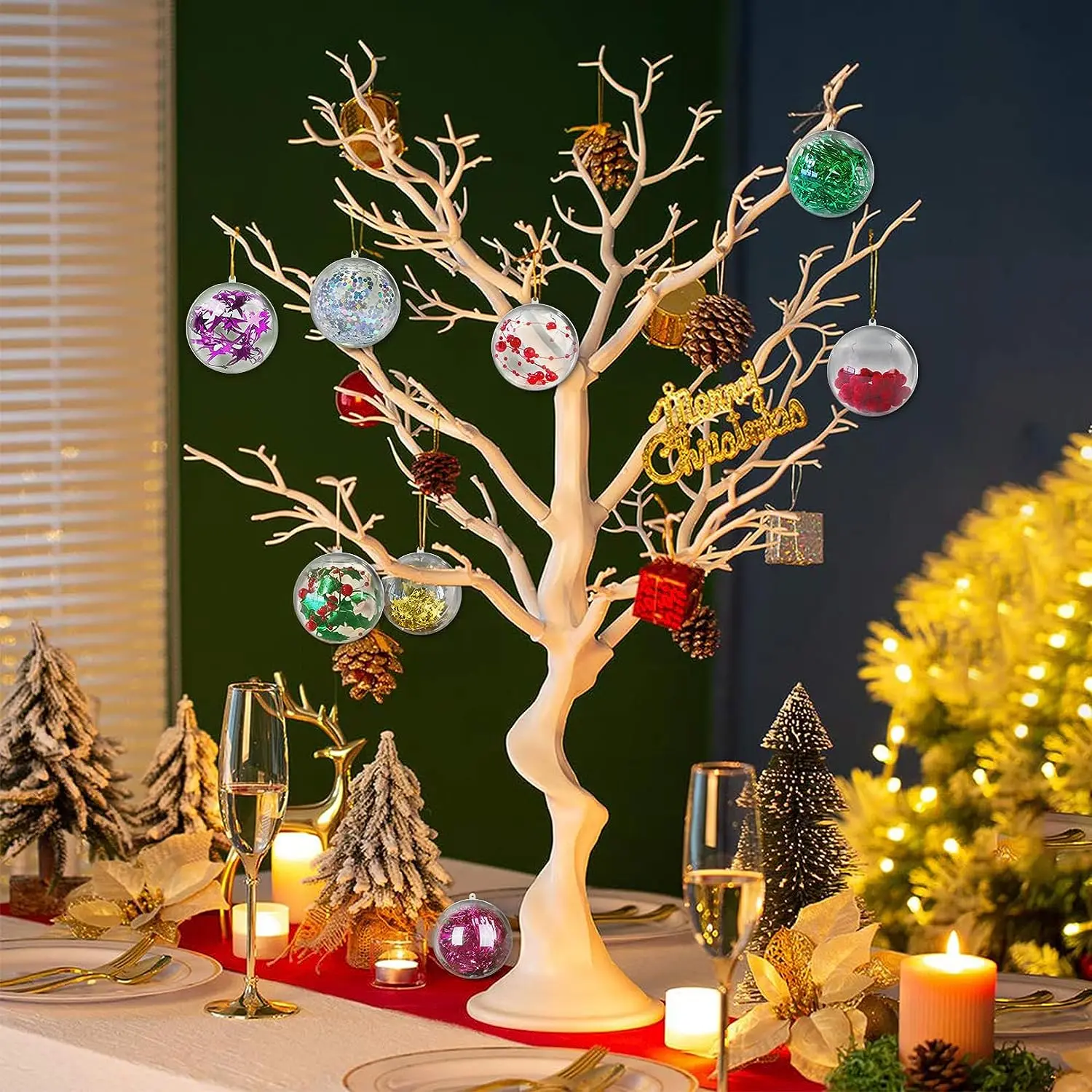 Description Picture 4 of item5/6/8/10cm Christmas Hollow Balls DIY Plastic Transparent Fillable Bauble Xmas Tree Hanging Ornaments Home Party Gifts Box Decor
