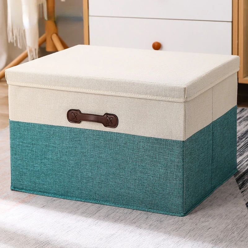 New Storage Box Cotton Linen Fabric Folding Storage Box Foldable Cloth