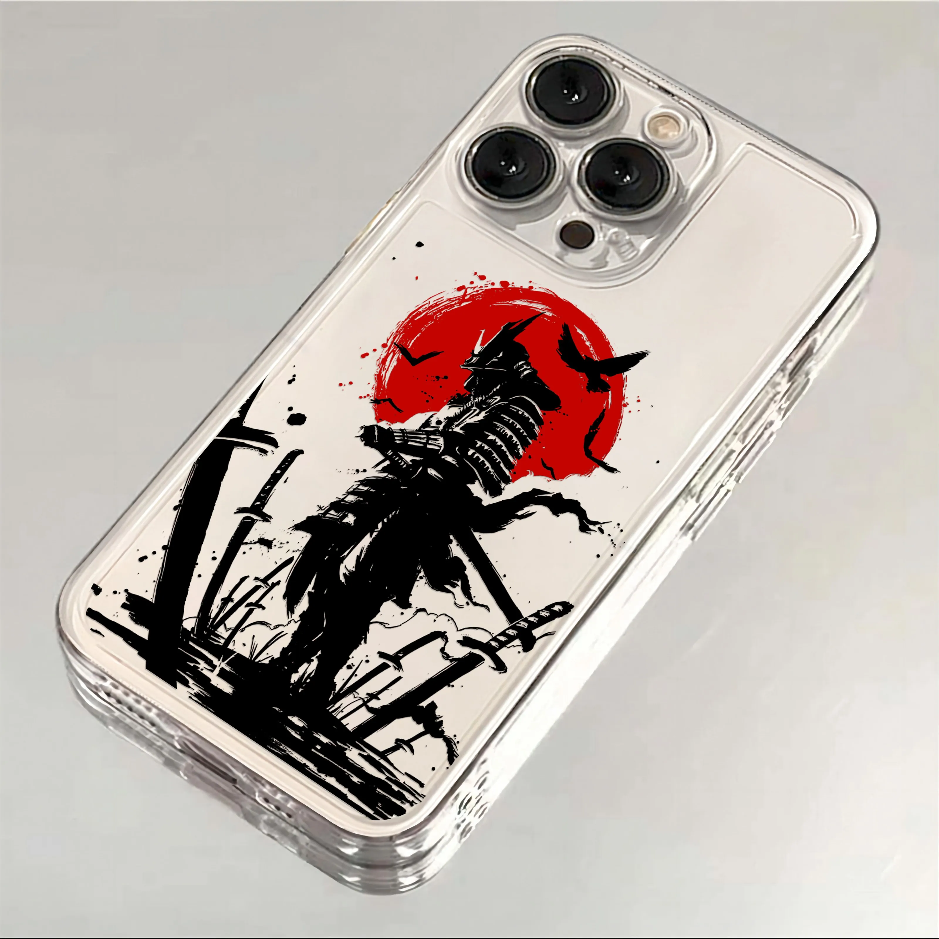 Japan Ghost Face Samurai Transparent Phone Case