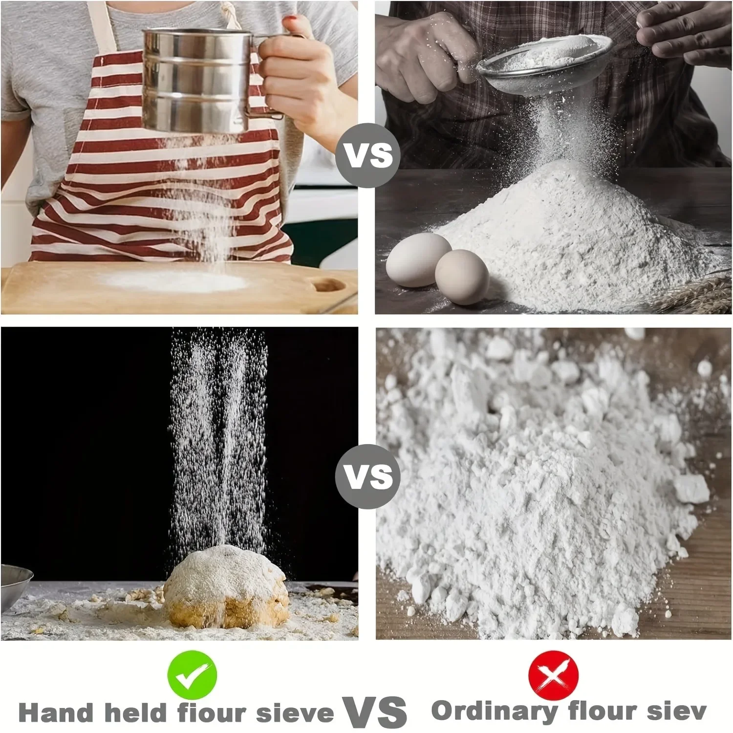 Bread baking tool Flour flour mesh sieve cup baking powdered sugar shaker Kitchen supplies flour sifter baking tools mesh strainer fine mesh strainer powder sieve powder sugar shaker