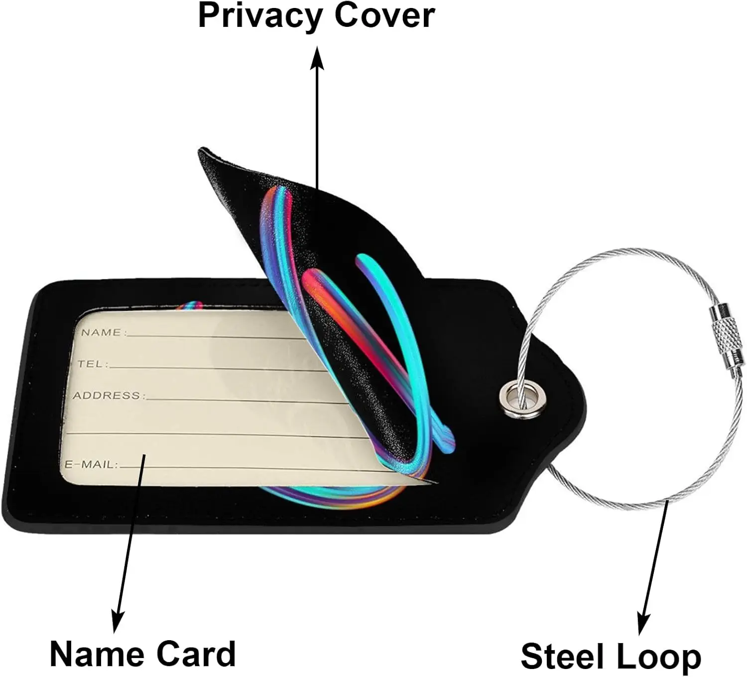 여행 가방용 이니셜 수하물 태그, 다채로운 글자 디자인, 크루즈 이름표, 독특한 수하물 식별표, 완전한 프라이버시 커버 포함