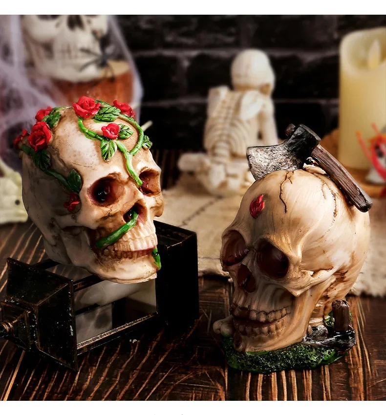 Miniature Skeleton Statue Head Statue Realistic Miniature Skull Heads Collectible Figurines Fake Skeletons Realistic Miniature